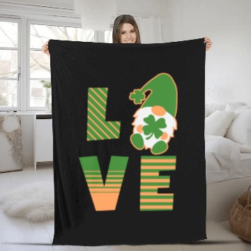 Discover Gnome St Patricks Day Woman Love, Lucky Clover Fleece Blankets