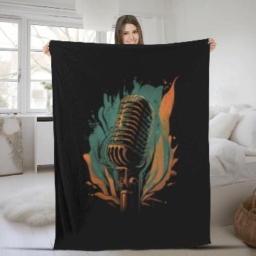 Discover AV Technician Sound Waves Microphone Audio Music Fleece Blankets