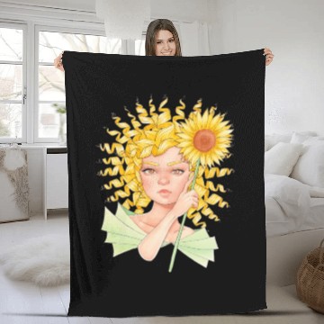 Discover Sunflower Girl Fleece Blankets