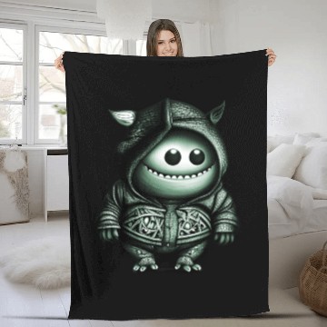 Discover Goofy Looking Monster Green Fleece Blankets