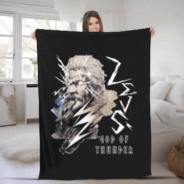 Discover Zeus Greece God Of Thunder Lightning Mythology Gre Fleece Blankets