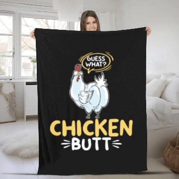 Discover Guess What Chicken Butt Chicken Rooster Farmer Fleece Blankets