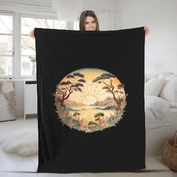 Discover Japanese Sunset Fine Art Fleece Blankets