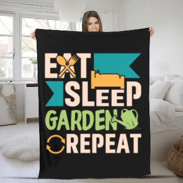 Discover Eat Sleep Garden Repeat Fleece Blankets