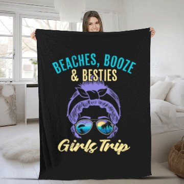 Discover Beaches Booze Besties Girls Trip Spring Break Fleece Blankets