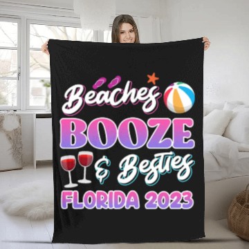 Discover Beach Booze Besties Florida Vacation Spring Break Fleece Blankets