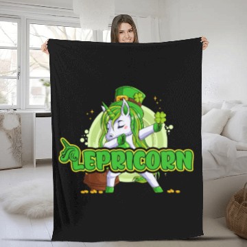 Discover Lepricorn St. Patrick's Day Unicorn Fleece Blankets