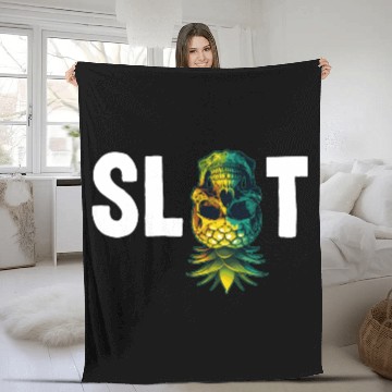 Discover Swinger Slut Upside Down Pineapple Skull Swinging Fleece Blankets