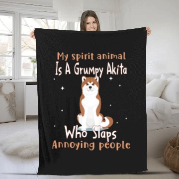 Discover My Spirit animal Is A Grumpy Akita Fleece Blankets