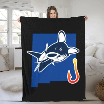 Discover Catfishing Season New Mexico State Flag Fish Rod Fleece Blankets