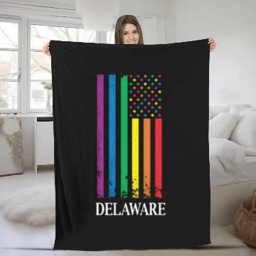Discover Delaware Pride Month Pride Flag LGBT Community LGB Fleece Blankets