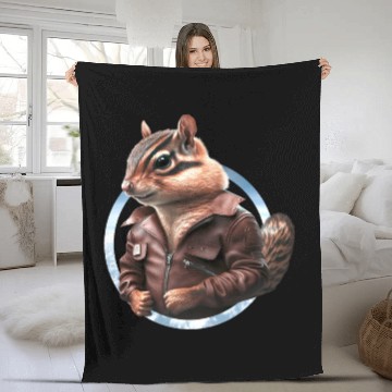 Discover Chipmunk flight captain leather jacket pilot Fleece Blankets