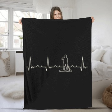 Discover Paddle Board Guy. Heart. Love. EKG. Pulse. Beat. Fleece Blankets