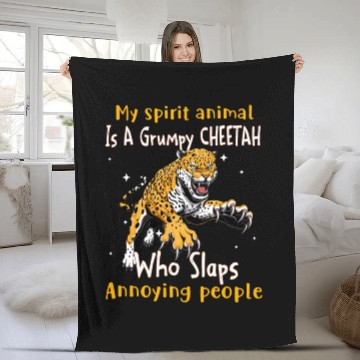 Discover My Spirit animal Is A Grumpy Cheetah Fleece Blankets