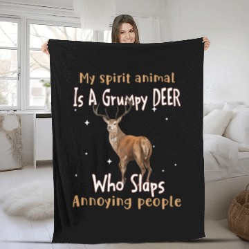 Discover My Spirit animal Is A Grumpy Deer Fleece Blankets