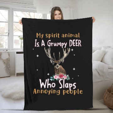 Discover My Spirit animal Is A Grumpy Deer Fleece Blankets