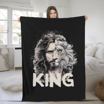 Discover Jesus King Lion Leo Christian Bible Believer Fleece Blankets