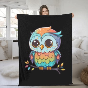 Discover Kawaii colorful owl Fleece Blankets