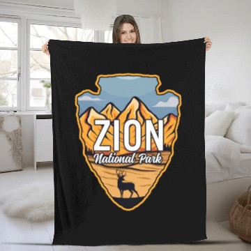 Discover Zion US National Park Arrowhead Deer Mountains Fleece Blankets