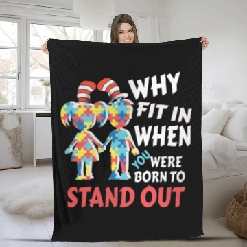 Discover Why Fit In Autism Awareness Doctor Teacher Fleece Blankets