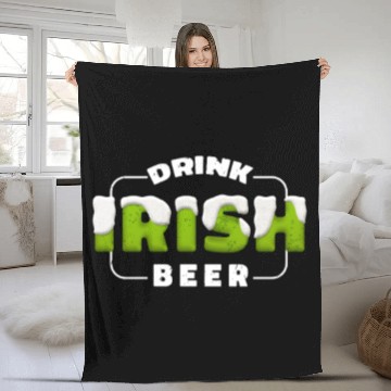 Discover Drink Irish Beer, Green Beer, St Patricks Day Fleece Blankets