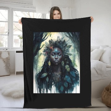 Discover Black Nature Goddess - African American, Woodland Fleece Blankets