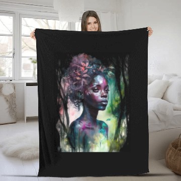 Discover Black Nature Goddess - African American, Woodland Fleece Blankets
