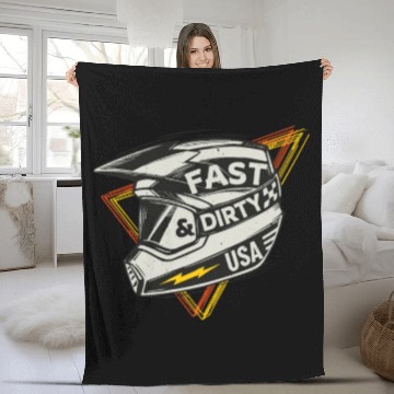 Discover Fast & Dirty Bike Helmet Motocross Biker Fleece Blankets