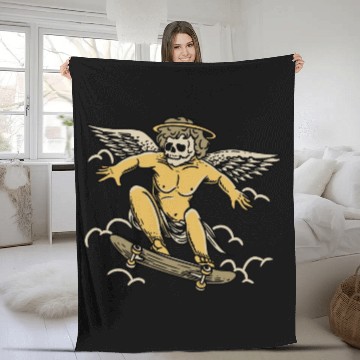 Discover Cupid Skateboard Fleece Blankets