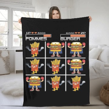 Discover Tic Tac Toe French Fries Chips vs. Burger Fleece Blankets