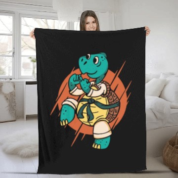 Discover Karate turtle Fleece Blankets