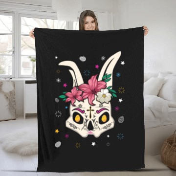 Discover El Dia De Los Muertos Happy Easter Sunday Bunny Fleece Blankets