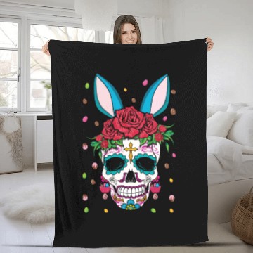 Discover Happy Easter Sunday Dia De Los Muertos Fleece Blankets