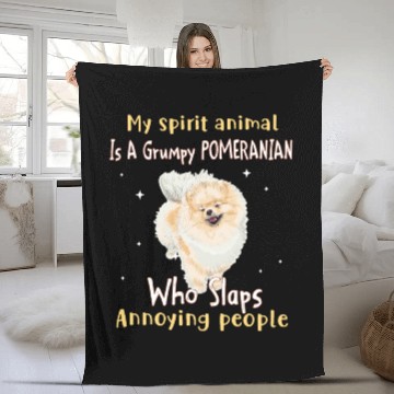 Discover My Spirit animal Is A Grumpy Dog Fleece Blankets
