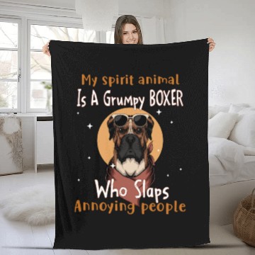 Discover My Spirit animal Is A Grumpy Dog 02 Fleece Blankets