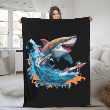 Discover shark game ps 4 Fleece Blankets