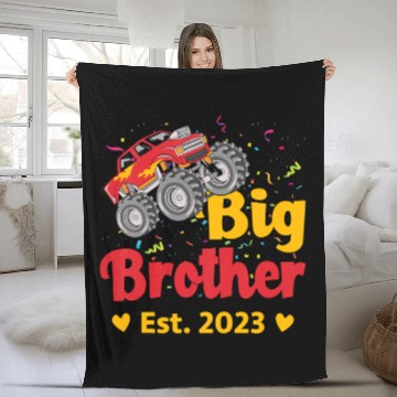 Discover Big Brother Est 2023 Monster Truck Fleece Blankets
