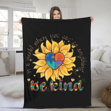 Discover Be Kind Sunflower Autism Awareness Fleece Blankets