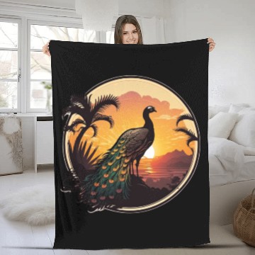 Discover Peacock Sunrise: A Relaxing Journey into Serenity Fleece Blankets