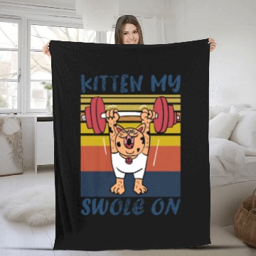 Discover Kitten My Swole On Funny Gym Cat Meme Fleece Blankets