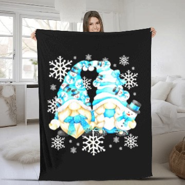 Discover Funny Snowman Gnomies With Snowflakes Cute Winter Fleece Blankets