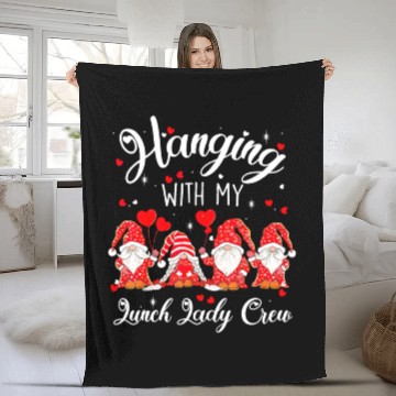 Discover Funny Gnome Hanging With My Lunch Lady Valentines Fleece Blankets