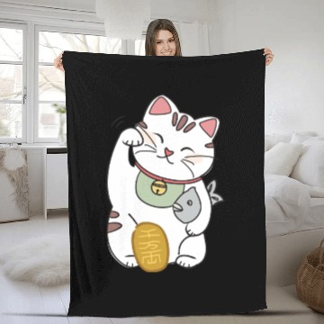Discover Lucky Cat Fleece Blankets