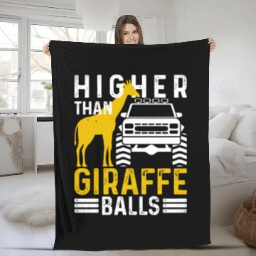 Discover Higher Than Giraffe Balls Lifted Truck Square Fleece Blankets