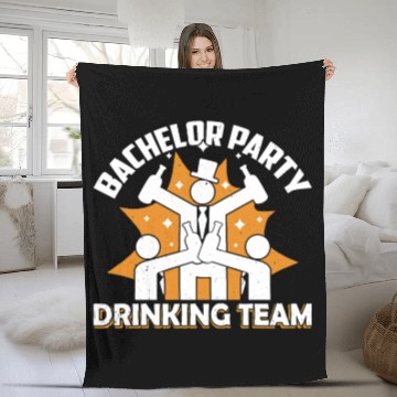 Discover Bachelor Party Drinking Team Bride Groom Fleece Blankets