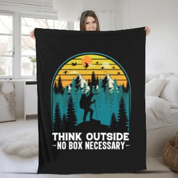 Discover Think Outside No Box Hiking Nature Camping Fleece Blankets