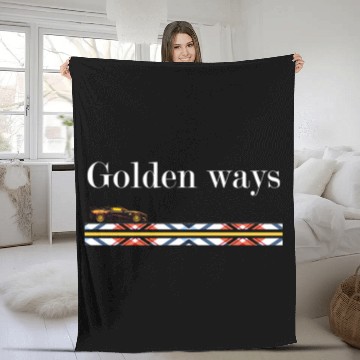 Discover bitcoin golden ways white jacquard pattern chic Fleece Blankets