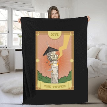 Discover Anime Tarot Card The Tower Occult Gothic Witch Fleece Blankets