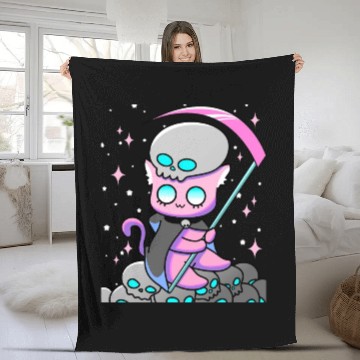 Discover Kawaii Pastel Goth Anime Tarot Card Death Cute Wit Fleece Blankets