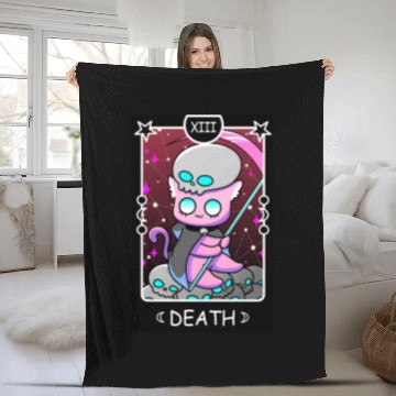 Discover Kawaii Pastel Goth Tarot Card Death Grim Reaper Cu Fleece Blankets